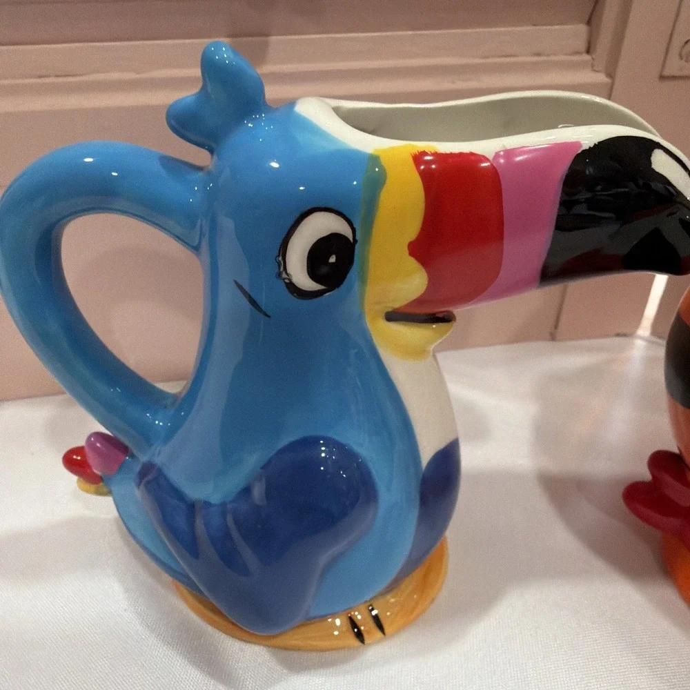 Tony the Tiger and Toucan Sam Kellogg's Cereal Suger, Milk Servers Y2K Porcelain